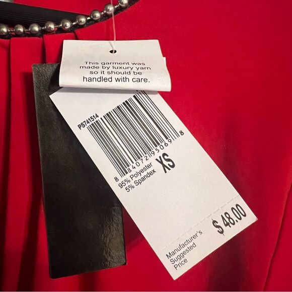 Red Christmas top by PREMISE STUDiO Women’z Sz XS NWT🏷 beaded neckline - Picture 11 of 11